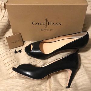 Cole Haan black peep toe heels